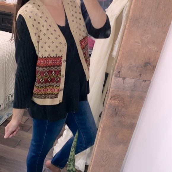 Vintage sweater knit vest size medium boho - Picture 3 of 12